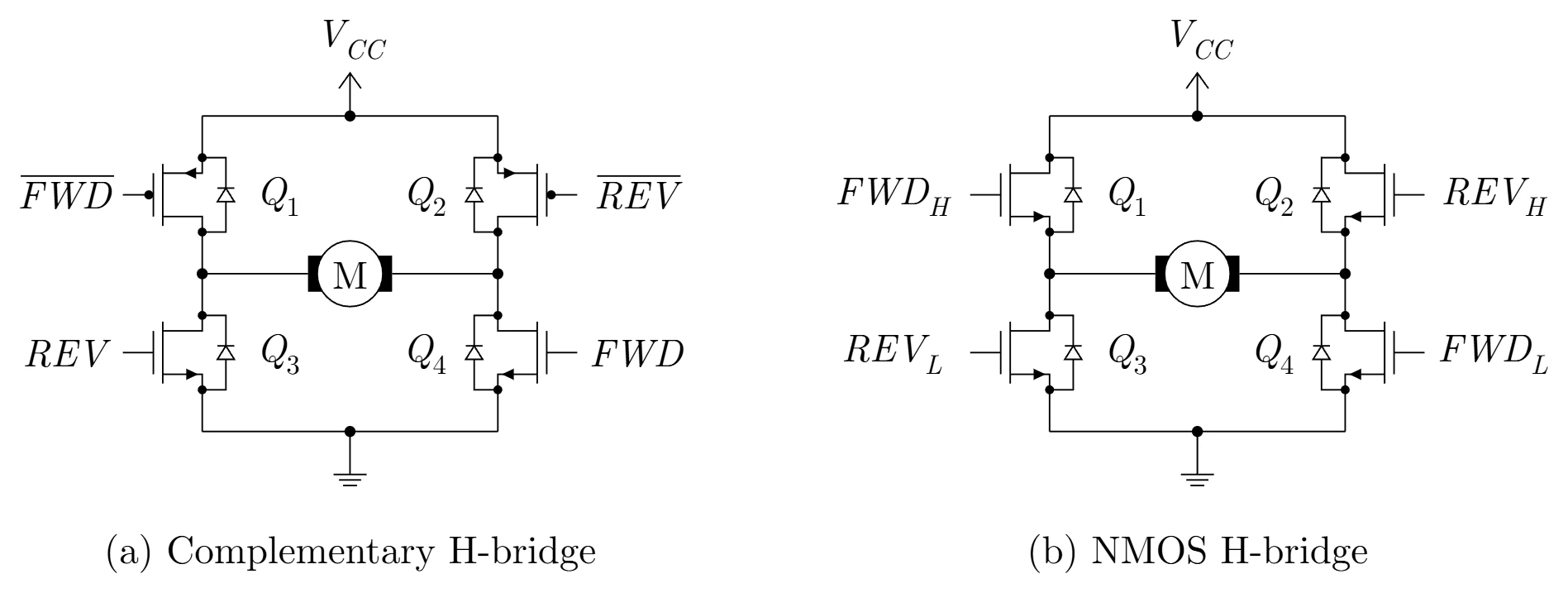 MOSFET H-bridge configurations
