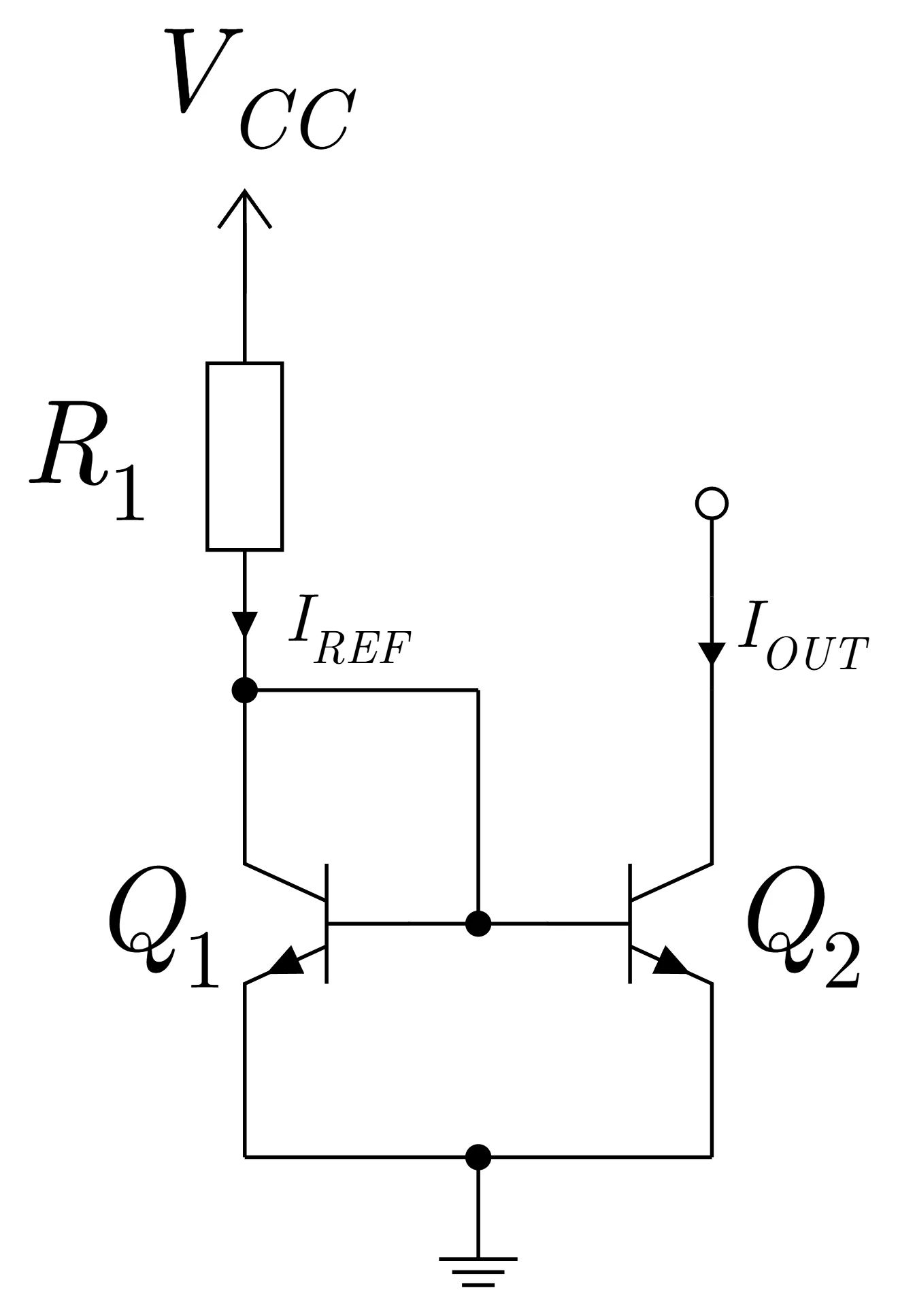 Basic BJT current mirror