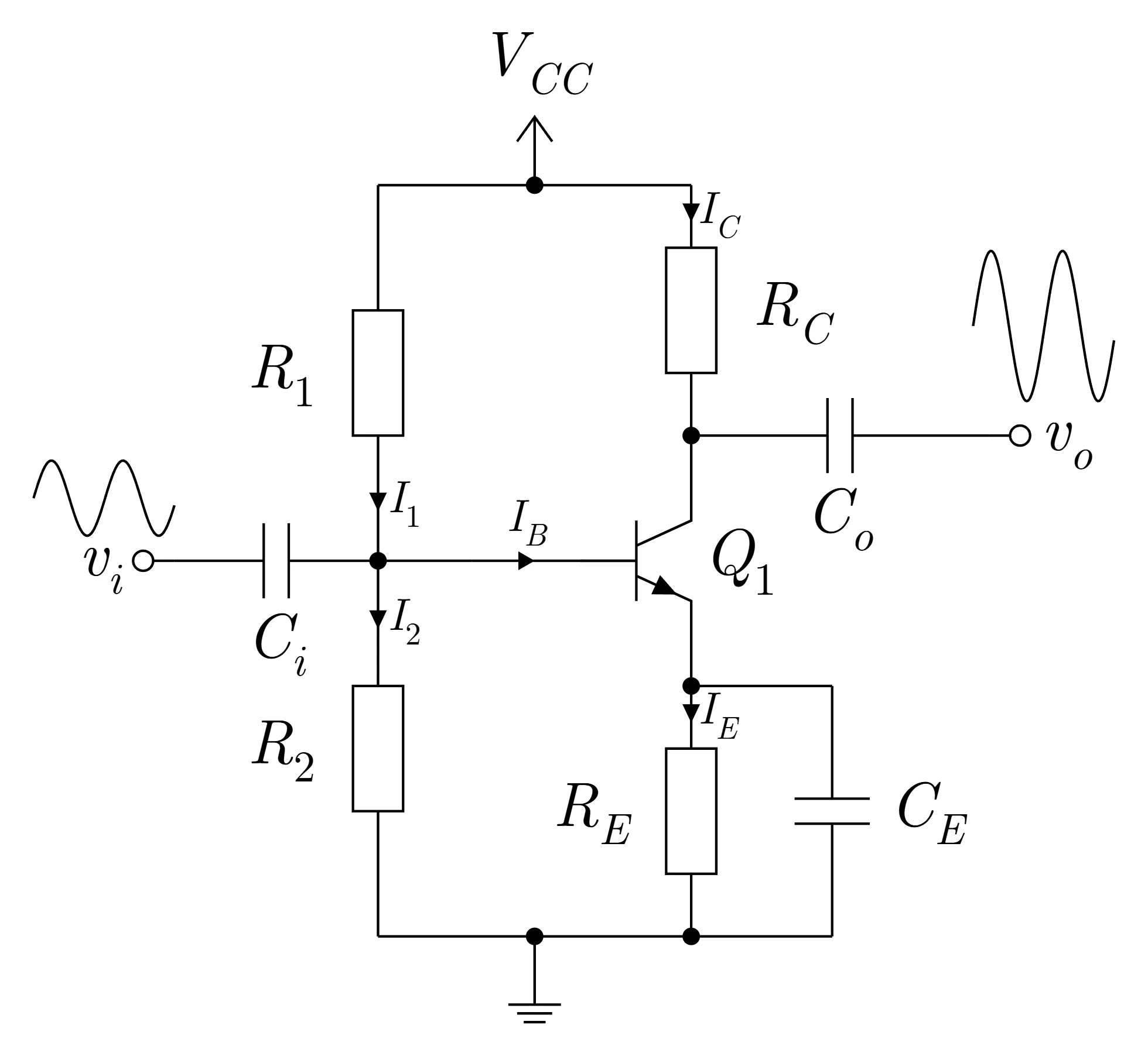 Voltage-divider biased common-emitter amplifier